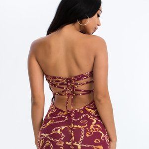Chain Print Criss-Cross Back Dress